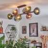 Gastor Plafondlamp, Kogellampje Blauw, Groen, Duidelijk, Koperkleurig, 8-lichts