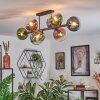 Gastor Plafondlamp, Kogellampje Blauw, Groen, Duidelijk, Koperkleurig, 8-lichts