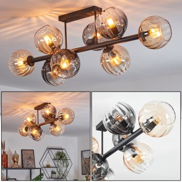 Koyoto Plafondlamp, Kogellampje Amber, Duidelijk, Rookkleurig, 8-lichts