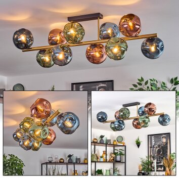 Ripoll Plafondlamp, Kogellampje Goud, Zwart, 10-lichts