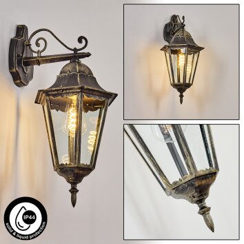 Hongkong Wandlamp voor buiten, Wandlamp Goud, Zwart, 1-licht