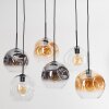 Ripoll Hanglamp, Kogellampje, Hanglamp Amber, Duidelijk, Rookkleurig, 6-lichts