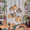 Ripoll Hanglamp, Kogellampje, Hanglamp Amber, Duidelijk, Rookkleurig, 6-lichts
