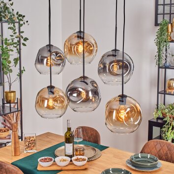 Ripoll Hanglamp, Kogellampje, Hanglamp Amber, Duidelijk, Rookkleurig, 6-lichts Ripoll Hanglamp, Kogellampje, Hanglamp Amber, Duidelijk, Rookkleurig, 6-lichts