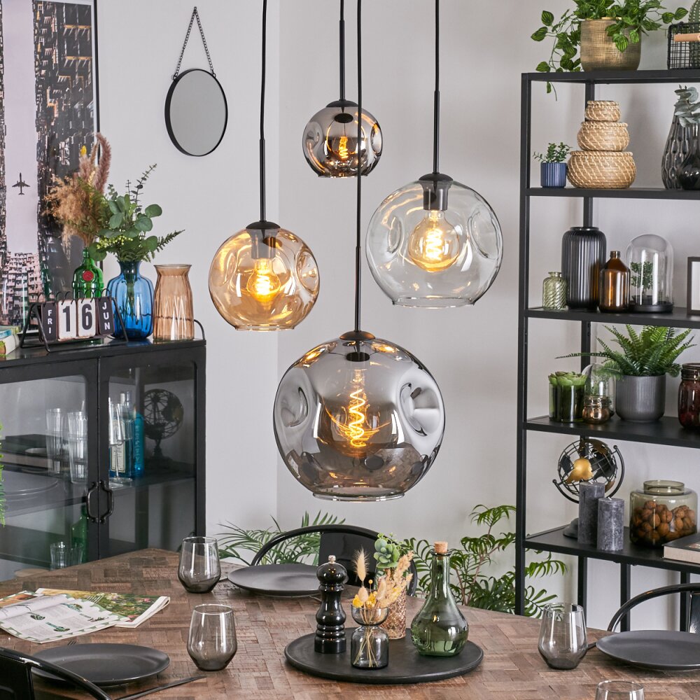 Ripoll Hanglamp, Kogellampje, Cluster hanglamp Amber, Chroom, Duidelijk, Rookkleurig, 4-lichts main product photo