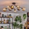 Koyoto Plafondlamp, Kogellampje 86 cm Amber, Chroom, Duidelijk, Rookkleurig, 8-lichts