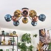Ripoll Plafondlamp, Kogellampje Blauw, Goud, Koperkleurig, 10-lichts