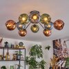 Ripoll Plafondlamp, Kogellampje Blauw, Groen, Koperkleurig, 10-lichts