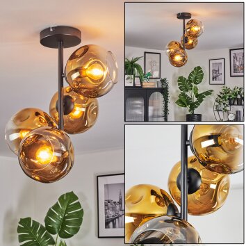 Ripoll Plafondlamp, Kogellampje Goud, Duidelijk, 4-lichts