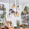 Koyoto Hanglamp, Kogellampje, Hanglamp Amber, Duidelijk, Rookkleurig, 6-lichts