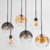 Koyoto Hanglamp, Kogellampje, Hanglamp Amber, Duidelijk, Rookkleurig, 6-lichts
