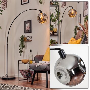 Ripoll Kogellampje, Staande lamp, Booglampen Zwart, 1-licht