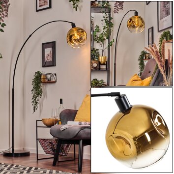 Ripoll Kogellampje, Staande lamp, Booglampen Zwart, 1-licht