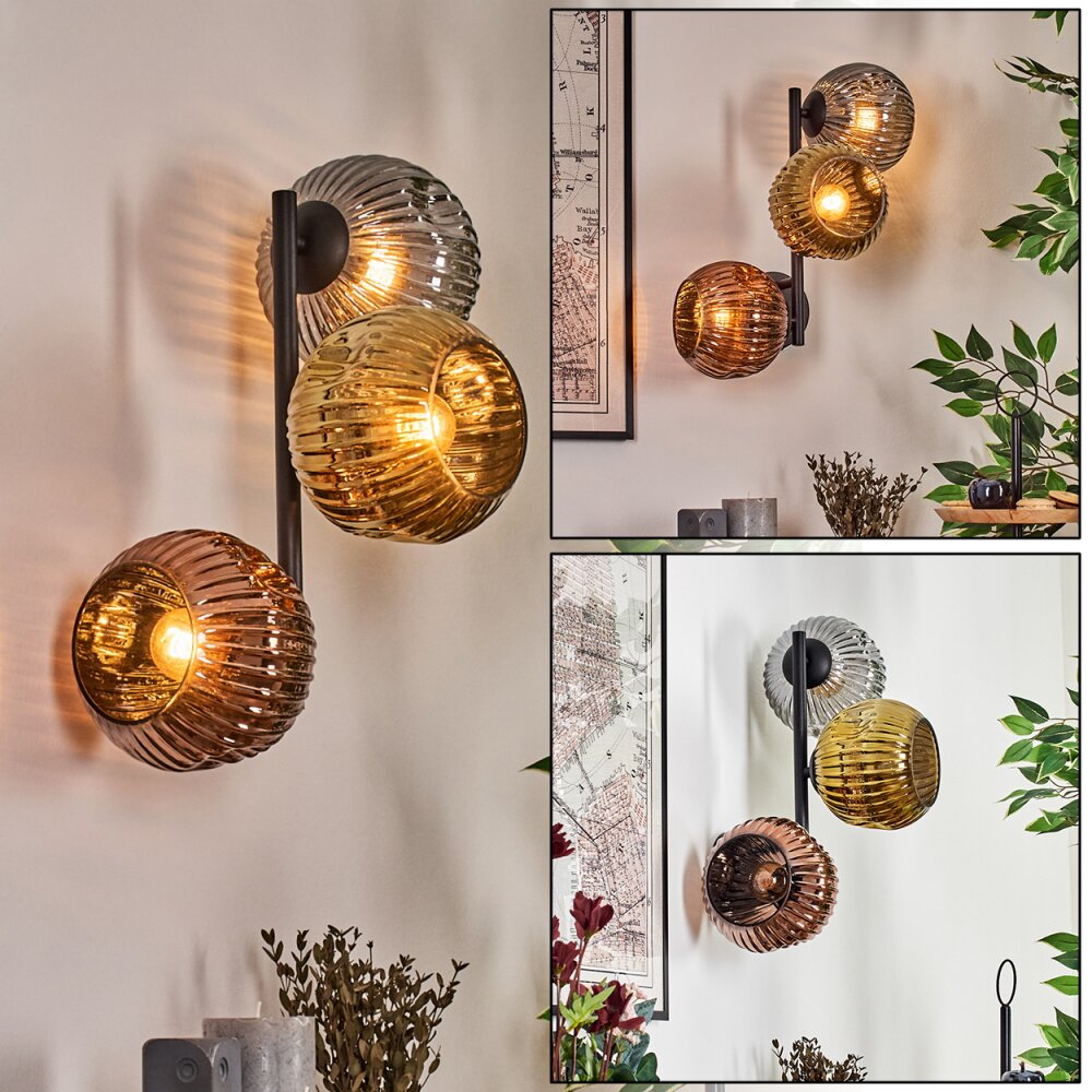 Ripoll Kogellampje, Wandlamp Goud, Koperkleurig, Rookkleurig, 3-lichts main product photo