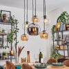 Koyoto Hanglamp, Kogellampje, Hanglamp Amber, Chroom, Duidelijk, Rookkleurig, 6-lichts