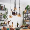 Koyoto Hanglamp, Kogellampje, Hanglamp Amber, Chroom, Duidelijk, Rookkleurig, 6-lichts