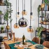 Koyoto Hanglamp, Kogellampje, Hanglamp Amber, Chroom, Duidelijk, Rookkleurig, 6-lichts