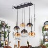 Koyoto Hanglamp, Kogellampje, Hanglamp Amber, Duidelijk, Rookkleurig, 6-lichts