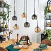 Koyoto Hanglamp, Kogellampje, Hanglamp Amber, Rookkleurig, 6-lichts