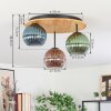 Koyoto Plafondlamp, Kogellampje Natuurlijke kleuren, Zwart, 3-lichts