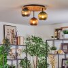 Koyoto Plafondlamp, Kogellampje Natuurlijke kleuren, Zwart, 3-lichts
