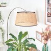 Ramila Staande lamp, Booglampen Nikkel mat, Zwart, 1-licht, Stoffen lampenkap