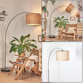 Bongal Staande lamp, Booglampen Nikkel mat, Zwart, 1-licht