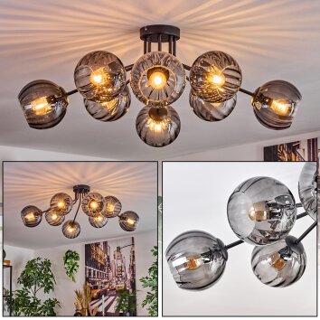 Koyoto Plafondlamp, Kogellampje 85 cm Rookkleurig, 8-lichts