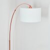 Bassagoda Staande lamp, Booglampen Koperkleurig, Zwart, 1-licht, Stoffen lampenkap