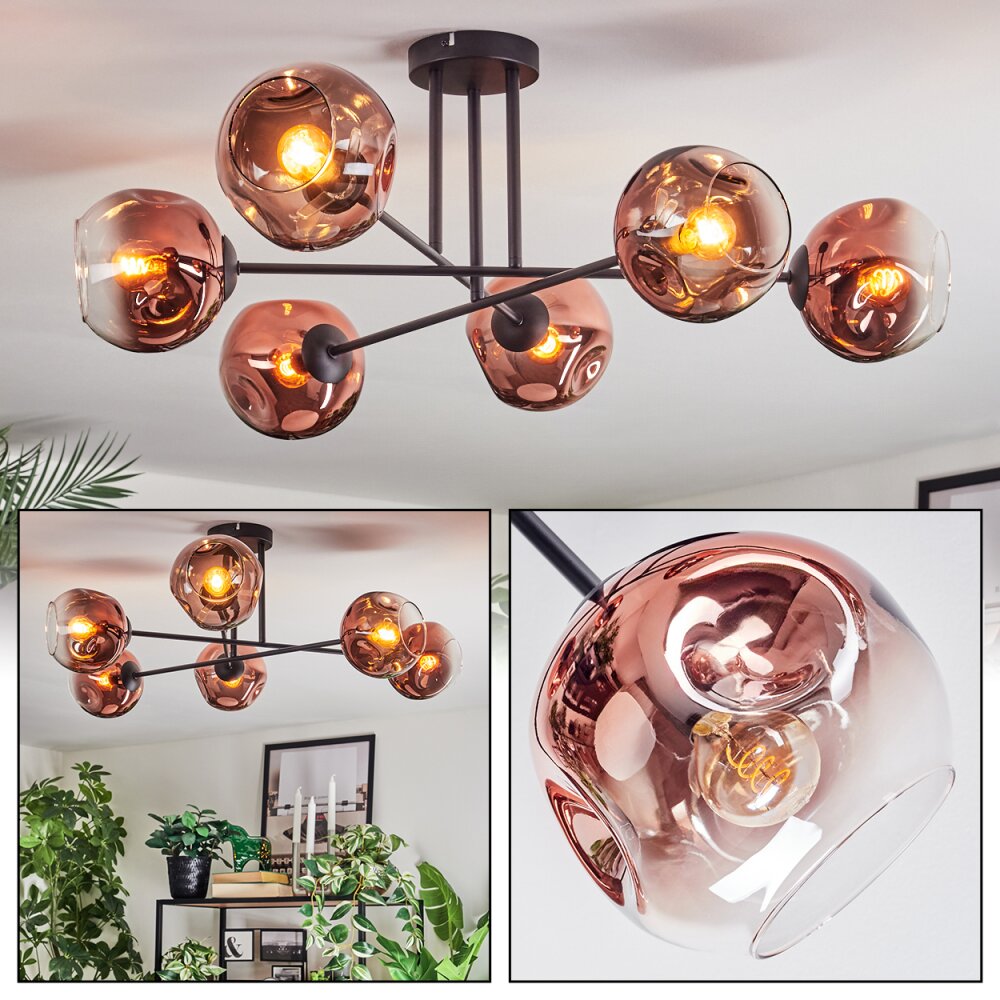 Ripoll Plafondlamp, Kogellampje Duidelijk, Koperkleurig, 6-lichts main product photo