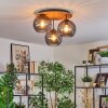 Koyoto Plafondlamp, Kogellampje Natuurlijke kleuren, Zwart, 3-lichts