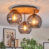 Koyoto Plafondlamp, Kogellampje Natuurlijke kleuren, Zwart, 3-lichts
