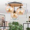 Koyoto Plafondlamp, Kogellampje Natuurlijke kleuren, Zwart, 3-lichts