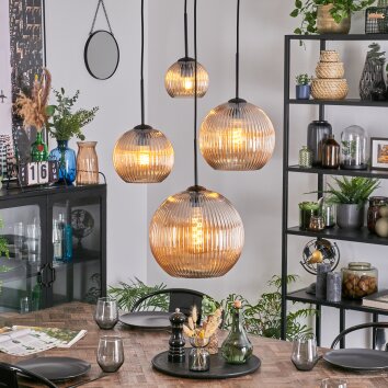 Koyoto Hanglamp, Kogellampje, Cluster hanglamp Amber, 4-lichts