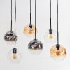 Ripoll Hanglamp, Kogellampje, Hanglamp Amber, Duidelijk, Rookkleurig, 6-lichts
