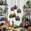 Koyoto Hanglamp, Kogellampje, Hanglamp Blauw, Goud, Groen, Koperkleurig, 6-lichts
