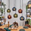 Koyoto Hanglamp, Kogellampje, Hanglamp Blauw, Groen, Koperkleurig, 6-lichts