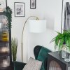 Soungou Staande lamp, Booglampen Messing, Zwart, 1-licht, Stoffen lampenkap