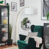 Soungou Staande lamp, Booglampen Messing, Zwart, 1-licht, Stoffen lampenkap