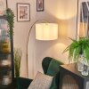 Soungou Staande lamp, Booglampen Messing, Zwart, 1-licht, Stoffen lampenkap