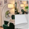 Bassagoda Staande lamp, Booglampen Nikkel mat, Zwart, 1-licht, Stoffen lampenkap