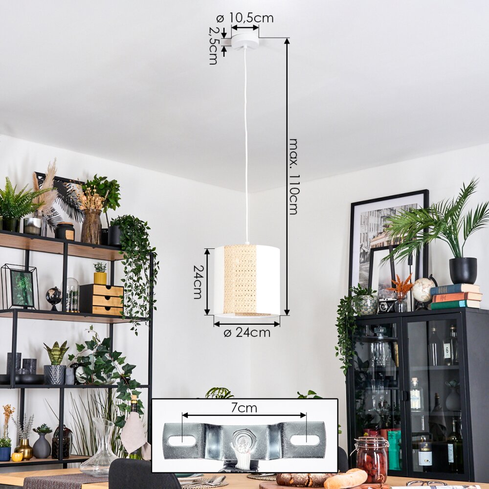 Desroches Hanglamp, Hanglamp Wit, 1-licht