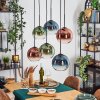 Koyoto Hanglamp, Kogellampje, Hanglamp Blauw, Groen, Duidelijk, Koperkleurig, 6-lichts
