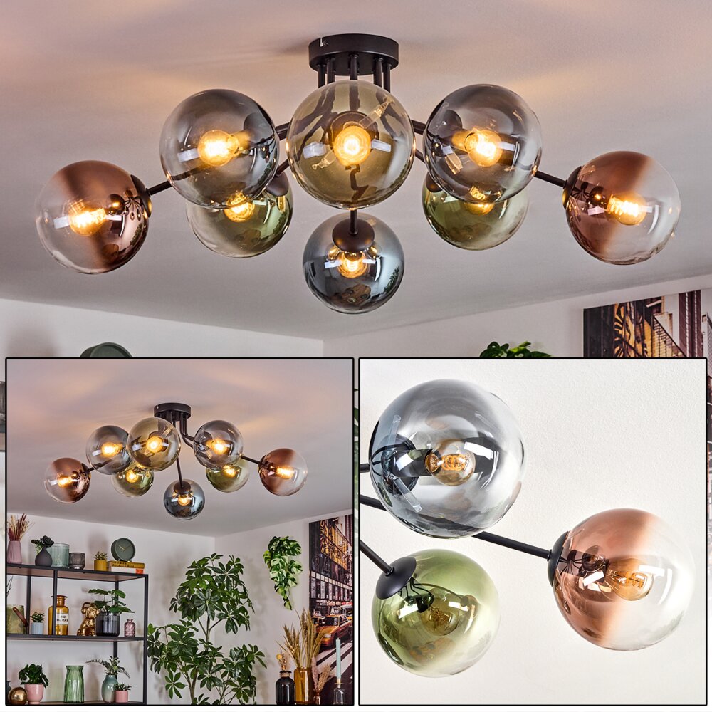 Gastor Plafondlamp, Kogellampje 87 cm Blauw, Groen, Duidelijk, Koperkleurig, 8-lichts main product photo