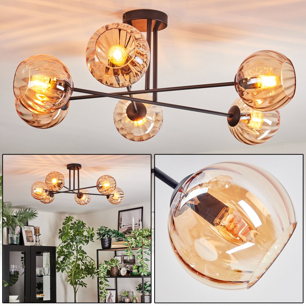 Koyoto Plafondlamp, Kogellampje 78 cm Amber, 6-lichts main product photo