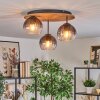Koyoto Plafondlamp, Kogellampje Natuurlijke kleuren, Zwart, 3-lichts