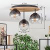 Koyoto Plafondlamp, Kogellampje Natuurlijke kleuren, Zwart, 3-lichts
