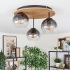 Koyoto Plafondlamp, Kogellampje Natuurlijke kleuren, Zwart, 3-lichts
