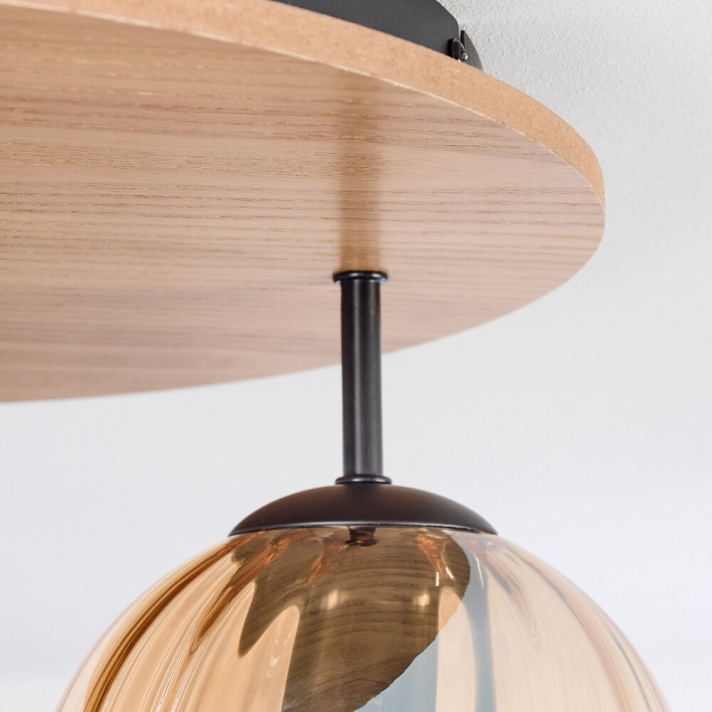 Koyoto Plafondlamp, Kogellampje Natuurlijke kleuren, Zwart, 3-lichts