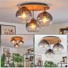 Koyoto Plafondlamp, Kogellampje Natuurlijke kleuren, Zwart, 3-lichts